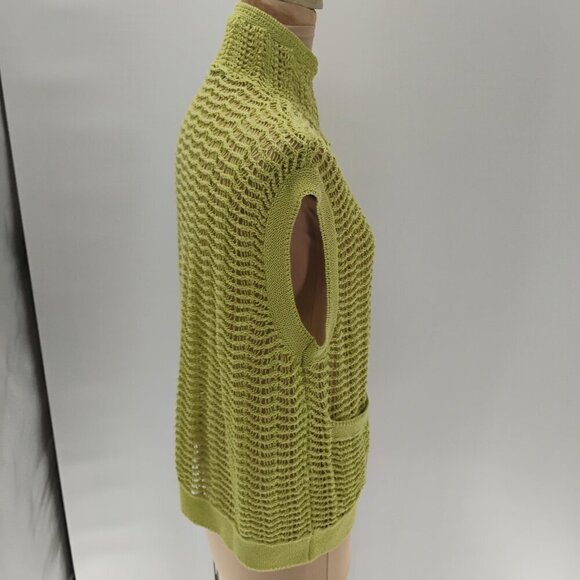 ZARA TEXTURED KNIT VEST LIMITED EDITION LIGHT GREEN crotchet knit fall cotton - Picture 6 of 15